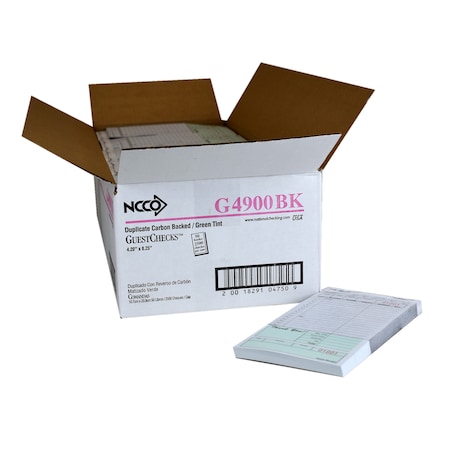Ncco Guestcheck Guest Check 2 Part Carbon Green, PK2500 G4900BK